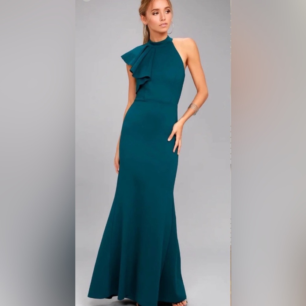 Lulus One Shoulder Ruffle Maxi Dress
